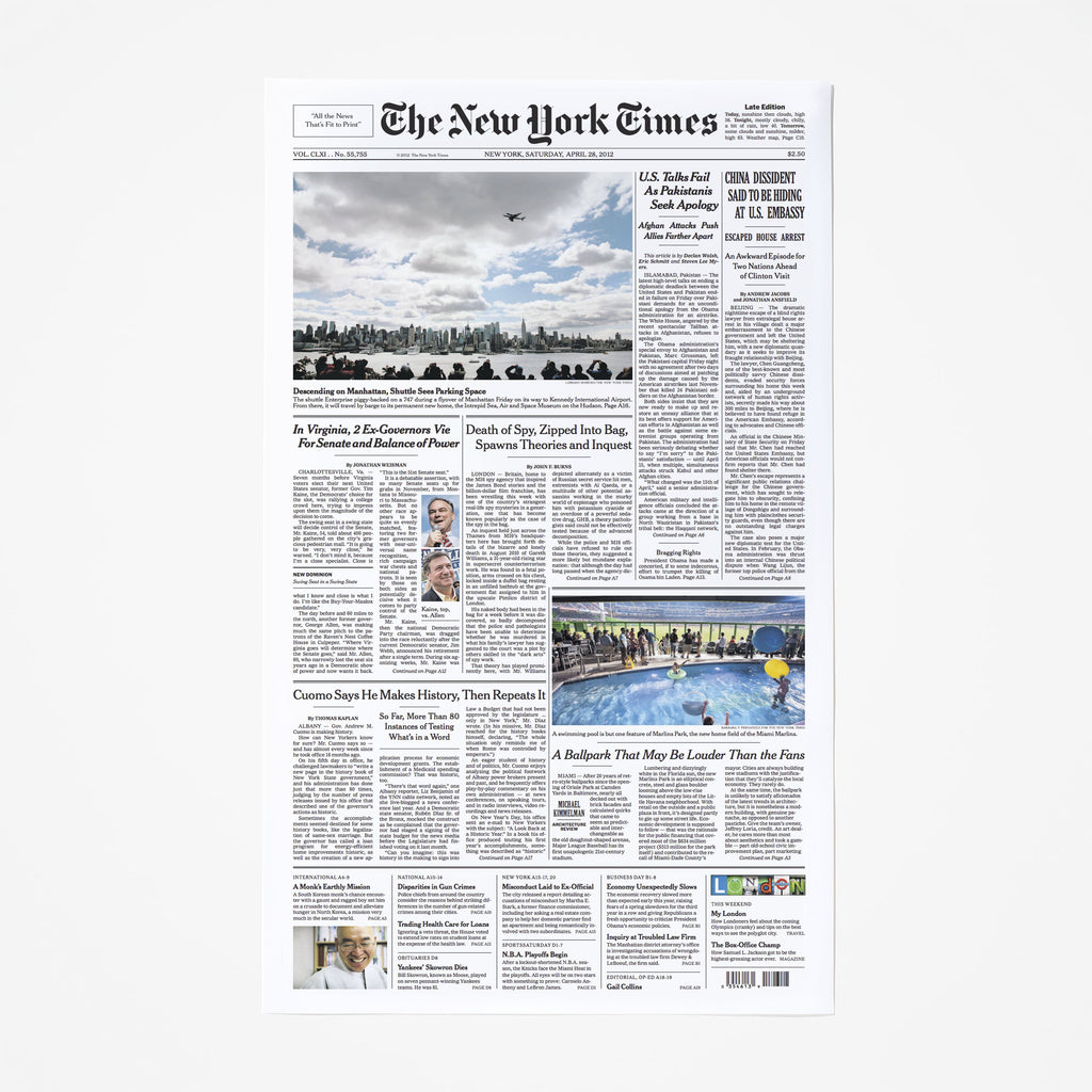 New York Times Front Page Reprints nytaistisstore